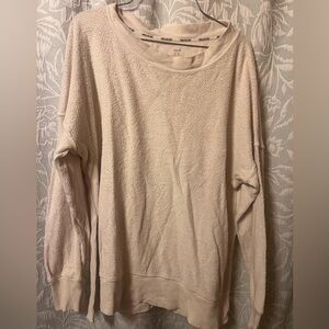 Aerie Cozy Cream Textured Pullover Sweatshirt